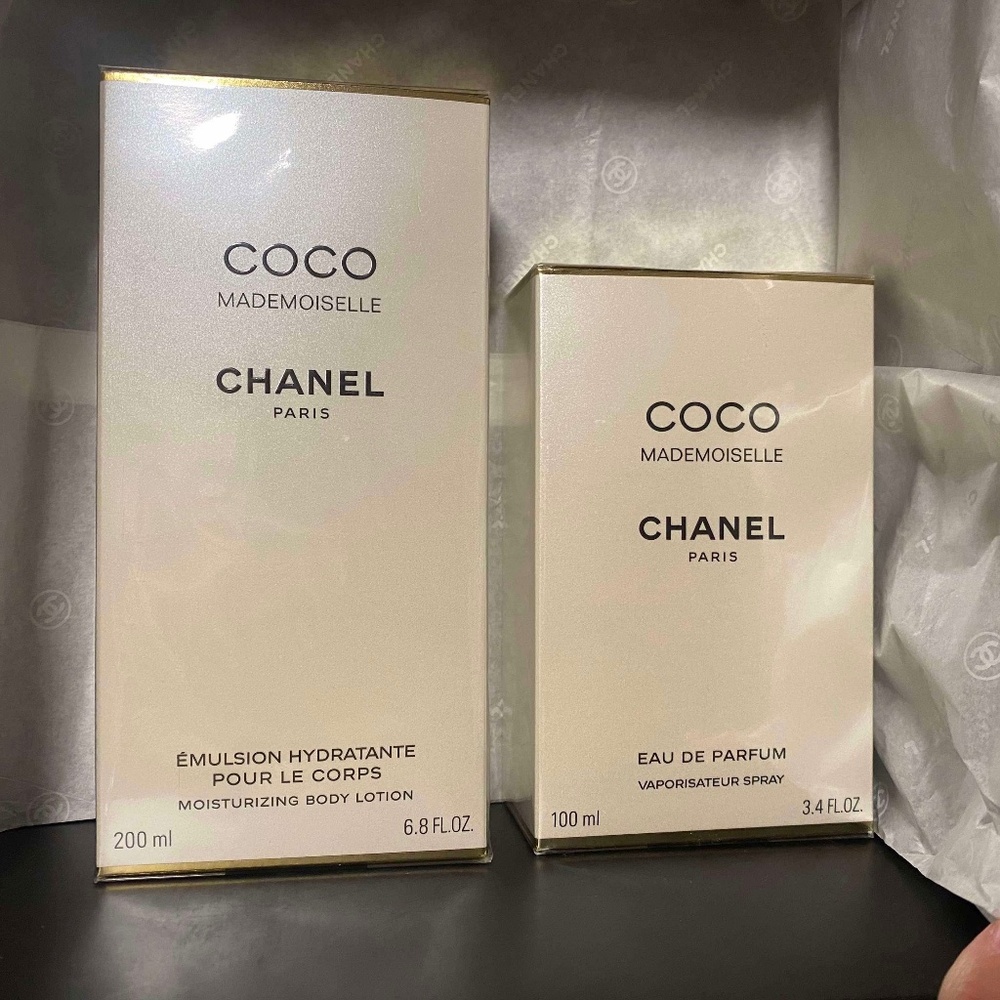 Chanel Mademoiselle perfume and lotion set